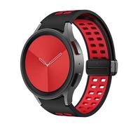 HKIDKK Silicone Strap for Samsung Watch 4/5/6 40 44mm 5 Pro 45mm Band Magnetic Buckle Galaxy Watch 4/6Classic 42 43MM 46 47MM Watchbands(Black red,Watch 4 5 40mm 44mm)