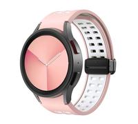 HKIDKK Silicone Strap for Samsung Watch 4/5/6 40 44mm 5 Pro 45mm Band Magnetic Buckle Galaxy Watch 4/6Classic 42 43MM 46 47MM Watchbands(Pink white,Watch 4Classic 42 46)