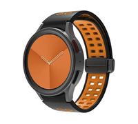 HKIDKK Silicone Strap for Samsung Watch 4/5/6 40 44mm 5 Pro 45mm Band Magnetic Buckle Galaxy Watch 4/6Classic 42 43MM 46 47MM Watchbands(Black orange,Watch 6Classic 43 47)