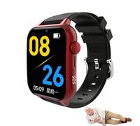 hKjPlvf 4G Reloj Inteligente para Ancianos con Videollamada HD Deteccion de Caidas Boton SOS Localizzador GPS Pulsometro Podometro Pantalla 1.83 Pulgadas Regalo para Padres Mayores Negro Rojo Red