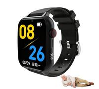 hKjPlvf 4G Reloj Inteligente para Ancianos con Videollamada HD Deteccion de Caidas Boton SOS Localizzador GPS Pulsometro Podometro Pantalla 1.83 Pulgadas Regalo para Padres Mayores Negro Rojo Black