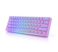 HKKB GK61 Mechanical Gaming Keyboard 60 Percent | 61 RGB Rainbow LED Backlit Programmable Keys | USB Wired | For Mac and Windows PC | Hotswap Gateron Mechanical Yellow Switches | Lavender