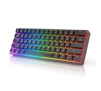 HKKB GK61 Mechanical Gaming Keyboard 60 Percent | 61 RGB Rainbow LED Backlit Programmable Keys | USB Wired | For Mac and Windows PC | Hotswap Gateron Mechanical Brown Switches | Black