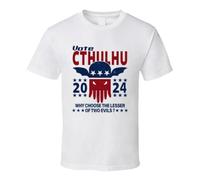 HKKREVVUY Vote Cthulhu 2024 Why Choose The Lesser of Two Evils Supporter T ShirtWhiteM