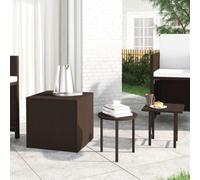 HKLGBVCR - Mesas auxiliares (3 piezas), color marrón | Durable Poli Rattan, Acero recubierto de polvo, impermeable, uso al aire libre