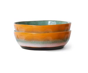 HKliving 2 Platos de pasta 70's Ø19.5 cm Golden hour