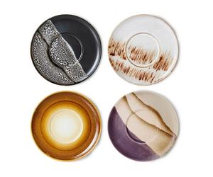 HKliving 4 Platos de café 70's Ø13 cm Mutli