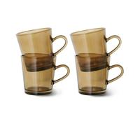 HKliving 4 Tazas de café de vidrio 70's 20 cl Mud brown