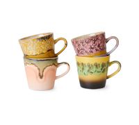 HKliving Set de tazas de cerámica Americano. 70's 4-pack 26 cl Radiant