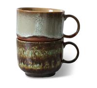 HKliving Taza de té 70's 42.5 cl 2 piezas Odyssey