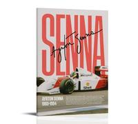 HKLOPUY Póster firmado de Ayrton Senna de F1, lienzo decorativo para pared e impresión artística moderna para decoración de dormitorio familiar, 20 x 30 cm