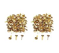 Hklshyd 2X Sujetadores de Papel de Latón de 1/2 Pulgada, Mini Sujetadores de Papel para Proyectos de Manualidades, Suministros Decorativos para Bricolaje, 8 x 14 mm (Dorado)
