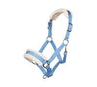 HKM 11796 Cabestro de caballo acolchado de felpa Bischofshofen, azul bebé, pura sangre