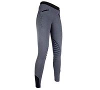 HKM 9228 Starlight - Leggings de equitación de Silicona para niña, Color Gris Jaspeado/Negro, 38