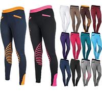 HKM 9228 Starlight - Leggings de equitación para niña, Color Gris Oscuro/Arena, Talla 42