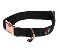 Hkm ANAM Cara - Collar de Nailon para Perro, Color Negro/Oro Rosa, 1,9 cm x 35-50 cm