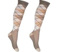 HKM - Calcetines de equitación Check Classico Calcetines, Todo el año, Hombre, Color Beige/Wollweiß, tamaño 30-34
