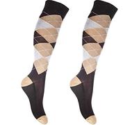 HKM - Calcetines de equitación Check Classico Calcetines, Todo el año, Hombre, Color marrón/Beige, tamaño 30-34