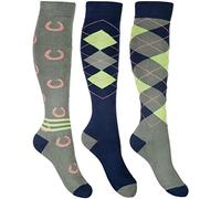 HKM Cardiff Calcetines, Azul Marino/Verde Oliva, 30-34 Unisex niños