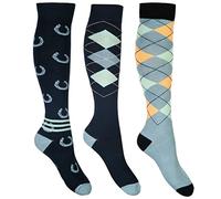 HKM Cardiff Calcetines, Azul Oscuro/Salvia, 30-34 Unisex niños