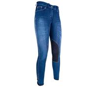 HKM Denim Alos Pantalones de Montar Vaqueros de Mujer para Verano con Parches en Las Rodillas, Mujer, Color Jeansblau/Dunkelblau, tamaño 34