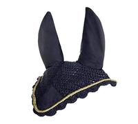 HKM Fly Veil Protection Net Hood Mask, Darblue/Gold, Pony