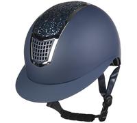 HKM Glamour Shield Casco de Montar, Mujeres, Azul Oscuro/Plateado, 53-55 cm