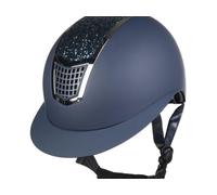 HKM Glamour Shield Casco de Montar, Mujeres, Azul Oscuro/Plateado, 58-60 cm