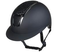 HKM Glamour Shield Casco de Montar, Mujeres, Negro/Plateado, 56-58 cm