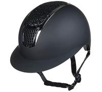 HKM Glamour Shield Casco de Montar, Mujeres, Negro/Plateado, 59-61 cm