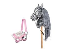 HKM Hobby Horse Clara 13750-9500 - Caballo de peluche para niños, incluye cabestro y punto rosa 13751-3800