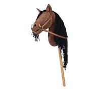 HKM Hobby Horse - Mini caballo de peluche suave con brida extraíble (marrón/negro)