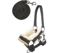 HKM Hobby Horsing - Juego de cabestro y punto para caballo, color negro