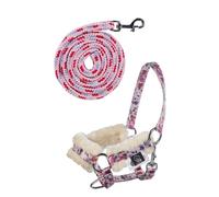 HKM Hobby Horsing Print Cabezada y ramal Flor One Size | Juego de cabestro y cuerda con mosquetón, impresión decorativa, 100% polipropileno, cumple con las directivas de juguetes