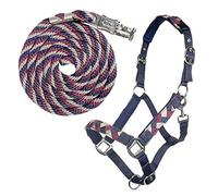 HKM Juego de cabestro Santa Rosa con gancho de pánico, color gris plata/azul marino/coral, tamaño de sangre