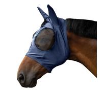 HKM Máscara protectora antimoscas, elástica, para proteger al caballo de moscas e insectos, con paso de pala (azul oscuro, XL)