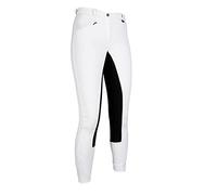 HKM Reithose-Basic Belmtex Grip Easy-3/4 Besatz Pantalones, Unisex Adulto, Blanco/Negro, 36