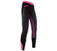 HKM Starlight-Mallas de equitación (Silicona) Pantalón, Unisex Adulto, Negro y Rosa, 48