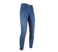 HKM Summer Denim con 3/4 Alos Pantalones de Montar para Mujer Azul Vaquero/Azul Oscuro 34