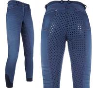 HKM Summer Denim Easy 3/4 S. Pantalones de Montar para Mujer Azul Vaquero 34