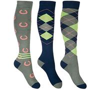 HKM Unisex Cardiff Set 3 Pares Calcetines Azul Marino/Verde Oliva 39-42