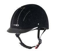 HKM York Flock Crystal Casco de equitación, Unisex Adulto, Negro, 56-58 cm