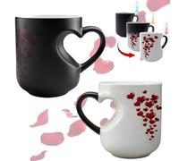 HKNLMM Taza Cambia Color Forma Corazón San Valentín, Taza Café Cerámica Mágica con Asa Corazón, Corazones Ocultos y Mensajes Dulces(2Pcs)