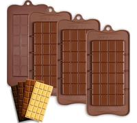 HKNMTT Moldes clásicos de silicona para barras de chocolate, juego de 4 moldes para hacer barras de caramelo a presión, sin BPA, cera de soja, molde duradero, fácil liberación, antiadherente, para