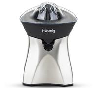 H.Koenig Exprimidor eléctrico de cítricos en acero inoxidable AGR60 sin BPA, automática, rápida, silenciosa, boquilla antigoteo, lavable a máquina, 2 conos intercambiables, 60W