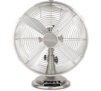 H.Koenig Ventilador de mesa eléctrico JOE48 Silencioso Diseño metálico, 3 velocidades, Oscilación fija o de 90°, Ajuste vertical, Pies antideslizantes