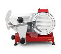 Cortafiambres eléctrico profesional MSX254 de H.Koenig - Cuchilla de 25 cm, corte ajustable 0-12 mm, afilador integrado, gran superficie de corte, 282 rpm - Rojo