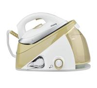 H.Koenig V28 Centro de Planchado, 2400W, 6 Bares, Suela de Cerámica "Easyglide", Autonomía Ilimitada, Depósito de agua extraíble 1.1L, Control Manual de la Temperatura, Blanco/Dorado