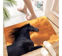 HKPOEQ Alfombra de Baño Antideslizante 40x60 cm,Animal, Retrato de un Caballo frisón al Galope bajo los Rayos del Sol calient,Microfibra Súper Absorbente y Suave, Alfombrilla Lavable y Ducha o Bañera
