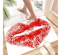 HKPOEQ Alfombra de Baño Antideslizante 40x60 cm,Beso, Signo de lápiz Labial Rojo en Forma de corazón, expresión de pasión, ro,Microfibra Súper Absorbente y Suave, Alfombrilla Lavable y Ducha o Bañera